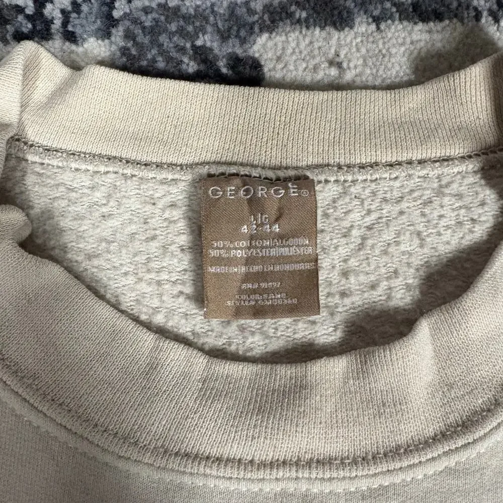 George Big Bear Outfitters‎ Cream Pullover Crewneck Sweater Men’s Sz L Preowned